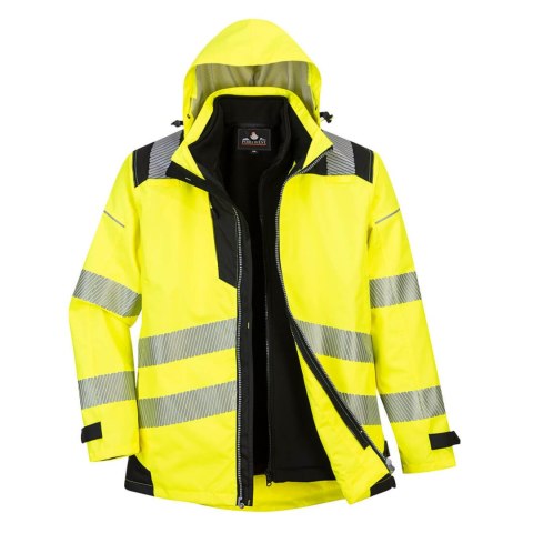 Kurtka robocza PORTWEST PW365YBR XL 3 w 1 żółto-czarna z odpinaną bluzą.