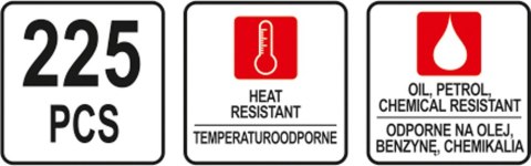 225 sztuk w kompaktowym pudełku z przegródkami.