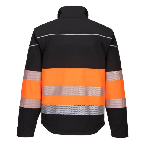 Softshell ostrzegawczy PW3 z segmentową taśmą odblaskową.