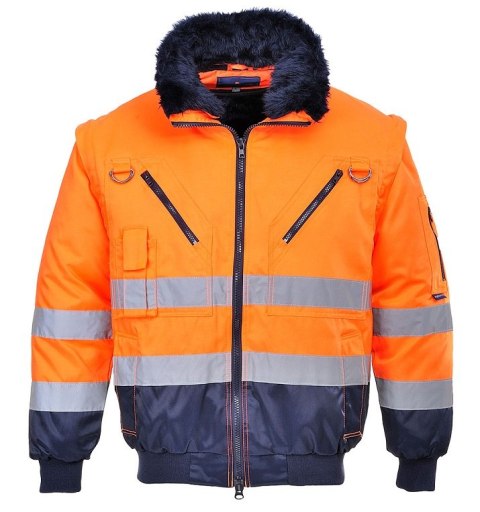 Kurtka ostrzegawcza Portwest PJ50 XXL 3w1 w kolorze pomarańczowo-granatowym.