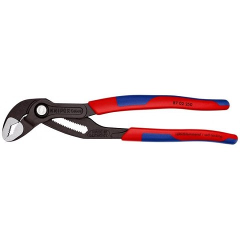 KNIPEX Cobra® 87 02 250 – szczypce nastawne do rur z regulacją przyciskiem.