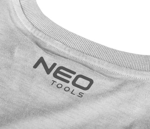 Szary męski melanżowy t-shirt roboczy NEO TOOLS z logo na karku.