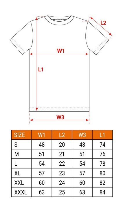 Tabela rozmiarów - T-shirt NEO TOOLS