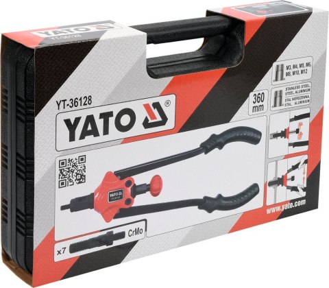 Nitownica ręczna YATO YT-36128 do nitonakrętek M3–M12.,walizka