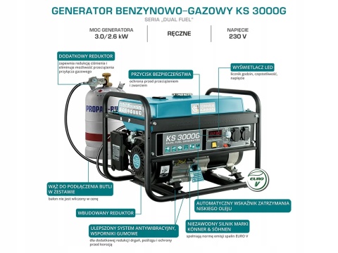 AGREGAT BENZYNOWY 1F 3 KW BENZYNA / LPG