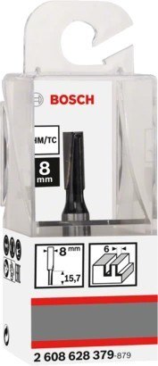 Bosch Frez prosty PRO Ø 6 × L 15,7 mm, uchwyt 8 mm, dwa rowki, do precyzyjnego frezowania