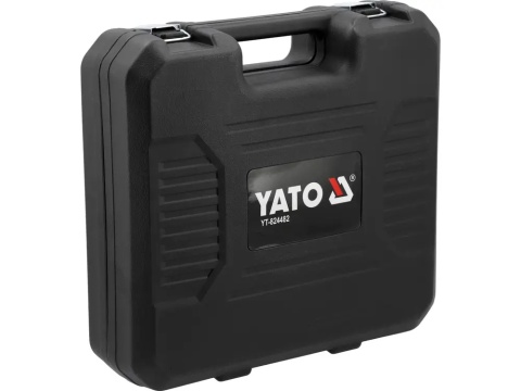 Widok walizki z przodu z zestawem zgrzewarki do plastiku wraz z akumulatorem i zszywakami