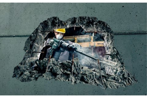 Dziura w w ścianie wykuta młotem Metabo KHEV 8-45 BL