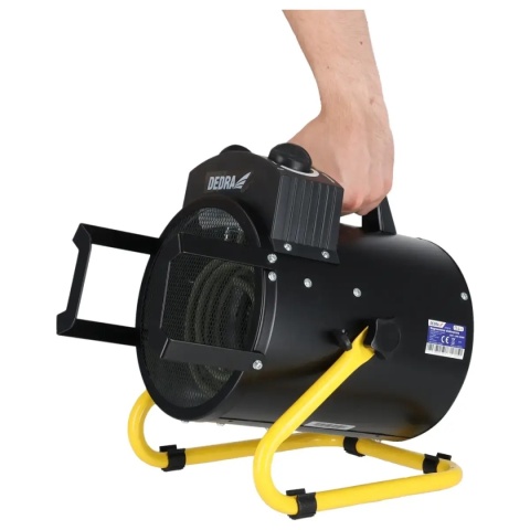 Nagrzewnica elektryczna Dedra DED9931B o mocy 3.0 kW w czarnej obudowie.