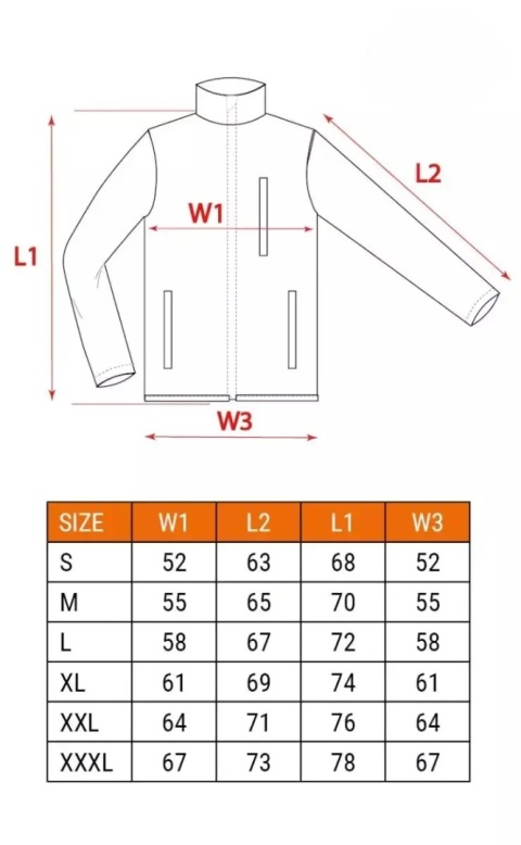 Tabela rozmiarów odziezy 81-504-L