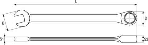 Rysunek techniczny -  Dwunastokątne oczko z systemem AS-DRIVE chroni łby śrub.