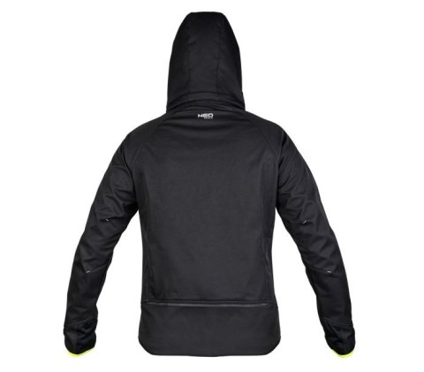 NEO TOOLS Mix&Match – kurtka softshell z kapturem i zamkami błyskawicznymi.