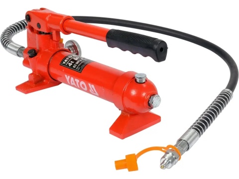 Ręczna pompa hydrauliczna z dźwignią i solidnym korpusem stalowym.