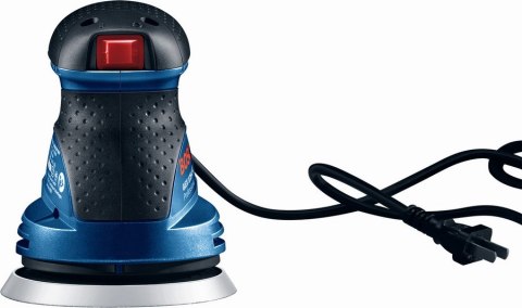 Bosch szlifierka mimośrodowa 250 W z regulacją prędkości obrotowej i odsysaniem pyłu.