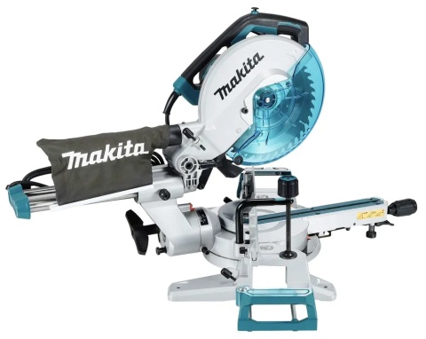 Makita LS1110F – kompaktowa ukośnica z przezroczystą osłoną tarczy.