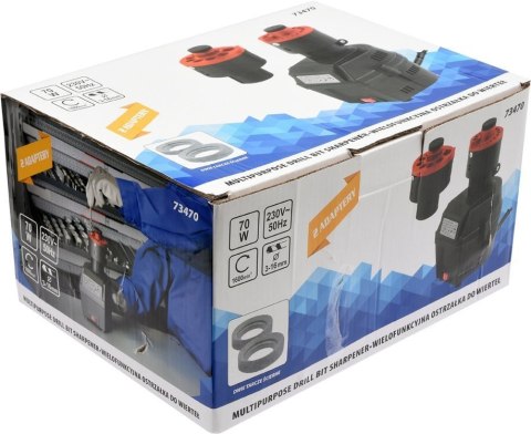 Niska masa 1,8 kg , Dwie przystawki pozwalają ostrzyć wiertła od 3 do 16 mm w kilku minutach.