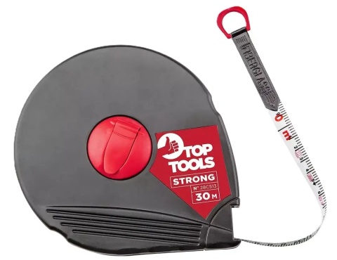 TOP TOOLS 28C512 – taśma 20 m z lekką obudową i korbką zwijającą.
