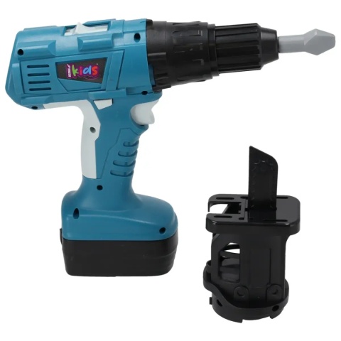 Wkrętarko-piła Dedra Kids M315.003 zasilana jest dwiema bateriami AA dla pełnej swobody ruchu.