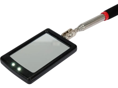 Lusterko prostokątne YATO z oświetleniem LED do diagnostyki.