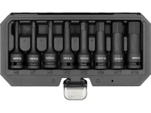 Zestaw udarowy YATO 1/2 cala z ośmioma kluczami trzpieniowymi.