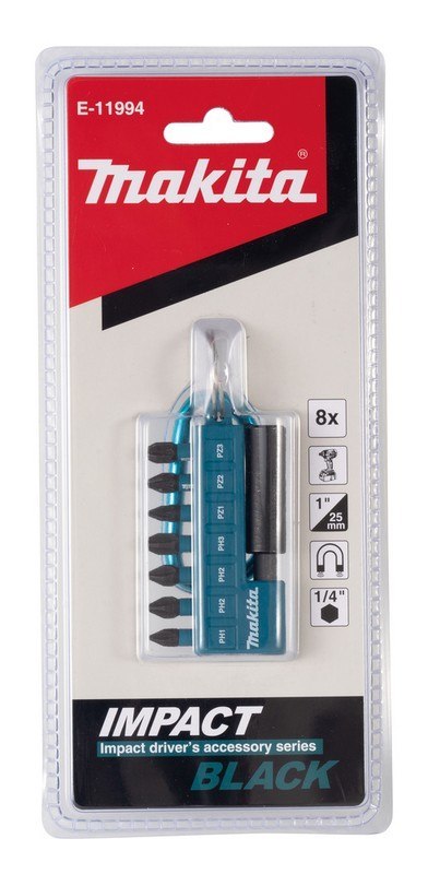 ZESTAW BITÓW IMPACT BLACK 8 SZT 25MM